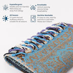 Boho Throw Blanket - Hippie Chenille Jacquard Bohemian Chair Couch Sofa and Bed Furniture Cover with Colorful Tribal Pattern (Purple, 87" x 102")