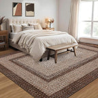 RUGSREAL Washable Rug 5x7 Boho Accent Bedroom Rugs Modern Geometric Floor Carpet Indoor Low Pile Non Slip Farmhouse Rustic Bohemian Carpet for Living Room Nursery Kitchen, Brown