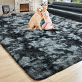 Noahas Large Fluffy 8x10 Area Rugs for Living Room Bedroom,Tie-Dyed Black and Grey Thick Shag Throw Rug,Big Soft Shaggy Bedside Non-Slip Plush Dorm Nursery Kids Carpet