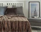MHD l [Made in Korea] Premium Faux Fur Throw Blanket :Luxury Double-Sided 15mm Microfiber Blanket, 800 GSM :Dark Brown, 60" x 79"