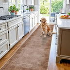 3x12 ft Non Skid Hallway Runner Rug - Kitchen Runner Rug with Rubber Backing Low Pile Thin Carpet Runners for Kitchen Entryway Bathroom,Modern Abstract Neutral（Warm Taupe,3x12）