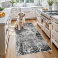3x4 Washable Entryway Rug – Non-Slip Modern Abstract Small Area Rug for Kitchen, Bedroom, Bathroom – Soft Low-Pile Thin Indoor Door Mat（Black Grey, 3x4）