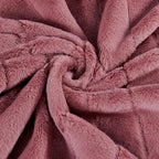 Striped Throw Blanket and Pillow Covers Set (No Inserts) for Couch and Bed, Plush Warm Lightweight Fuzzy Faux Fur Blanket for All Seasons (50" x 60", Dusty Rose)