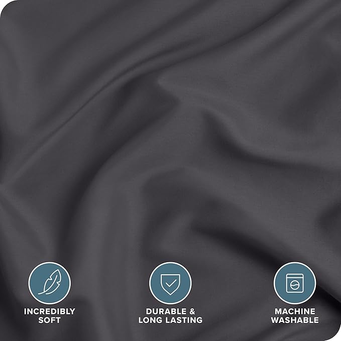 Bare Home Bedding Duvet Cover Queen Size - Premium 1800 Super Soft Collection - Lightweight, Cooling - Soft Breathable Bedding Duvet Cover (Queen, Forged Iron Grey)