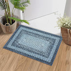 RUGSREAL 2x3 Entryway Rug Small Bedroom Area Rug Braided Printed Mat for Living Room Farmhouse Kitchen Mat Indoor Non Slip Rustic Throw Carpet Machine Washable Rug for Sink Under Table, Blue