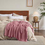 Bedsure Gentlesoft 100% Cotton Blanket Twin XL Size for College Dorm - Breathable and Soft for Spring Summer, Waffle Weave Twin Blanket for Bed, Dorm Room Essentials, Dusty Rose, 66x90 inches