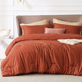 Bedsure King Size Comforter Set - Burnt Orange Soft Bedding for All Seasons, Cationic Dyed Bed Set, 3 Pieces, 1 King Size Comforter (104"x90") and 2 Pillow Shams (20"x36"+2")