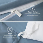 Bedsure Duvet Cover Full Size - Soft Double Brushed Bedding Set for Kids & Adults, Zipper Closure, 3 Pieces, Includes 1 Duvet Cover (80"x90") & 2 Pillow Shams, NO Comforter, Mineral Blue