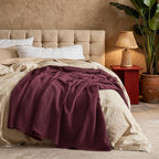 Bedsure Gentlesoft 100% Cotton Blanket Twin XL Size for College Dorm - Breathable and Soft for Spring Summer, Waffle Weave Twin Blanket for Bed, Dorm Room Essentials, Burgundy, 66x90 inches