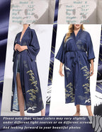 Aensso Long Soft Lightweight Silky Kimonos Robes for Women, Luxury Japanese Floral Womens Kimono Robe