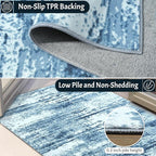 Runner Rug 2x6 Washable Rug Runners for Hallways Kitchen Non-Slip Rugs Abstract Print Soft Faux Wool Carpet Runner for Entryway Indoor, Bedroom Bedside, Laundry, Dorm, Home Decor (Blue)