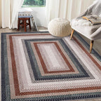 RUGSREAL 5x7 Bedroom Rug Braided Area Rug Machine Washable Living Room Area Rug Modern Braid Printed Throw Carpet for Dining Room Non Slip Entry Rug Farmhouse Carpet for Home Decor, Olive/Brown