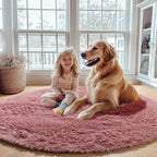 ONASAR Blush Round Area Rugs 4ft for Bedroom Living Room, Fluffy Circle Rug for Kids Girls Boys Teen, Soft Plush Shaggy Carpet for Nursery Dorm Classroom Playroom Home Decor Aesthetic