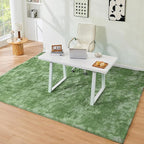 Litanika 5x8 Fluffy Shag Faux Fur Area Rug for Living Room Bedroom, Tie-Dyed Army Green High Pile Soft Plush Shaggy Furry Bedside Playroom Dorm Carpet, Non-Slip, Non-Shedding Modern Indoor Floor Rug