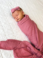 BWD Baby Swaddle Blanket – Ultra-Soft Bamboo Viscose & Organic Cotton Muslin – Lightweight, Breathable, Stretchy – Newborn Essential 47" (Rosewood)