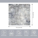 7x7 Square Rug Machine Washable – Modern Neutral Abstract Non-Slip Area Rug for Dining Room Living Room Kitchen Bedroom – Low-Pile Accent Indoor Carpet (Blue Grey, 7x7)