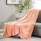 DREAMNINE Oversized Soft Fuzzy Fleece Throw Blanket Twin Size 60" x 80", Decorative Large Solid Lightweight Velvet Bed Blanket,Big Cute Cozy Accent Shaggy Microfiber Flannel Blankets for Bedroom,Peach