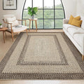 Large Bedroom Rug 6x9 Machine Washable Rug Braided Print Boho Throw Floor Cover Farmhouse Rustic Dining Room Carpet Geometric Bordered Braided Carpet for Living Room Home Office, Camel