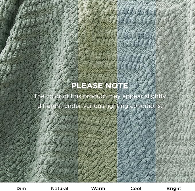 Bedsure Sage Green Throw Blanket for Couch - Versatile Knit Woven Chenille Spring Blanket for Chair, Super Soft, Warm & Decorative Throw with Tassels for Bed, Sofa and Living Room(Sage Green, Throw)