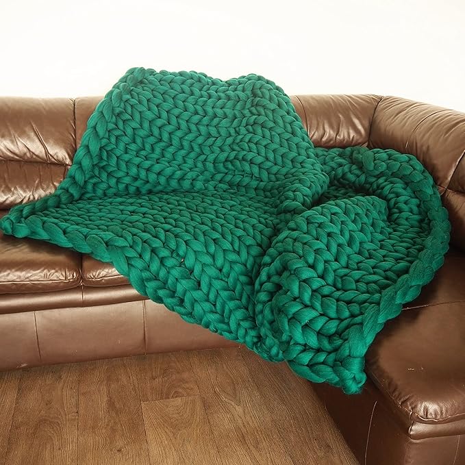 Boho Throw Blanket - Chunky Knit Blanket Full Size Blanket for Adult 54x75 Mustard, Boho Blanket Bed Decor, Knit Blanket for Couch, Birthday Gift for Women, Ideas (Mustard, 54"x75")