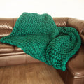 Boho Throw Blanket - Chunky Knit Blanket Full Size Blanket for Adult 54x75 Green, Boho Blanket Bed Decor, Knit Blanket for Couch, Birthday Gift for Women, Ideas (Emerald, 54"x75")