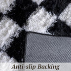 4x6 Area Rugs for Living Room Bedroom, Soft Fluffy Shaggy Bedside Rug, Indoor Floor Carpet for Kids Playroom, Dorms, Nursery Rooms, Home Decor (Black & White 4'x6')