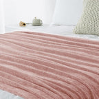 Chenille Throw Blanket for Couch 60"X 80" Twin, Soft Cozy Throws with Fringe Tassel for Bed Sofa Chair Cover, Lightweight Knitted Decorative Boho Blankets for Living Room, Dusty Pink