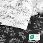 Bedsure California King Comforter Set - Black Bed Set, 3 Pieces Cute Floral Bedding, 1 Soft Reversible Botanical Flowers Comforter and 2 Pillow Shams