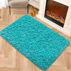 Small Fluffy Rugs for Bedroom 2x3 Teal Blue Shaggy Area Rug Soft Plush Fuzzy Fur Throw Rug for Living Room Dorm Kids Nursery Home Decor Aesthetic Carpets