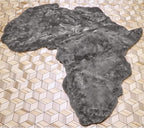 Lith African Map Faux Rabbit Fur Area Rug & Throw - Client Call It Impactful Gift - Soft Plush Luxurious Nursery + Living Room & Bedroom Floor or Chair Couch Sofa Bed Cover- 6x6 ft (Gray/Grey)