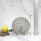 Elegant Designs LT1026-ABS 8" Elipse Crystal Collection Metal Crystal Ball Sequin Table Desk Lamp for Accent Lighting, Décor, Living Room, Antique Brass