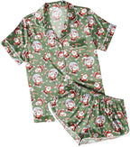 Ekouaer Womens Silk Satin Pajamas Short Sleeve PJS Shorts Set Soft Button Down Sleepwear 2 Piece Loungewear S-5XL