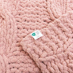 WESHIONGOO Chunky Knit Blanket Throw 50"×60" Knitted Throw Blankets for Couch Bed Fluffy Soft Blanket with Jumbo Chenille Yarn Thick 100% Handmade(Pink)