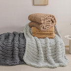 bearberry Chunky Knit Throw Blanket 60x80 Inches Handmade, Soft Jumbo Chenille Yarn with Cable Rope Knot Design | Thick Cozy Large Blanket for Couch, Sofa, Bed & Living Room Home Decor | Light Grey