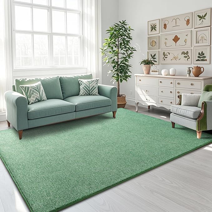 Keeko 5x8 Area Rugs for Living Room, Soft Modern Memory Foam Bedroom Rug Washable Indoor Rug Low Pile Minimalist Non-Slip Carpet Big Rugs for Kids Nursery Room Home Decor Green and White