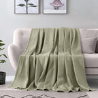 Elegant Comfort Premium 100% Cotton Waffle Blanket - Lightweight Breathable Waffle Weave Bed Blanket - Soft and Warm All Season Blanket for Couch, Sofa and Bed, King Size 90x108 Inches, Sage