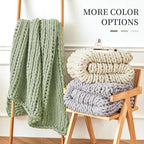 Admitrack Chunky Knit Blanket Throw, 100% Hand Knit Chenille Throw Blanket for Sofa & Home Decor, Soft and Cozy Knitted Throw Blankets (Ivory, 60"x80")
