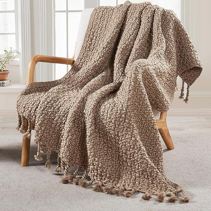 Home Soft Things Basket Weave Throw Blanket, Soft Cozy Warm Blanket with Braided Decorative Throw for Couch Sofa Outdoor Indoor, Amphora, 50''x60