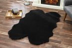 Walk on Me Faux Rabbit Area Rug - Plush, Fur Skin, Sheepskin, Suede Hide, 100% Polyester, Washable Animal Rug - Extreme Comfort, Softness, Stylish - Living Room & Dining Area (36"x60", Black)
