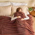 NEWCOSPLAY Super Soft Queen Blanket Coffee Premium Silky Flannel Fleece 3D Waffle Checkered Lightweight Bed Blanket All Season Use (Coffee, Queen(90"x90"))