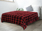 PAVILIA Plaid Chenille Blanket for Twin Size Bed, Soft Black and Red Buffalo Plaid Checkered with Tassel Fringe, Woven Knitted Decorative Blanket for Sofa Couch Living Room Decor Gift Twin 60x80