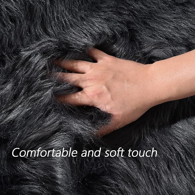 Latepis Dark Grey Rugs for Living Room Round Rugs 6ft Fluffy Circle Fuzzy Shag Rug for Bedroom Dorm Plush Accent Washable Faux Fur Rug Home Decor