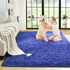 Noahas Fluffy Bedroom Rug,3x5 Feet Plush Fuzzy Navy Blue Area Rugs for Living Room, Non Slip Thick Soft Shaggy Nursery Furry Floor Dorm Kids Carpet