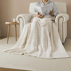 WDCOZY Chunky Cable Knit Throw Blanket Super Soft Warm Knitted Throw Blanket for Couch, Sofa, Chair, Bed Lightweight Breathable Cozy Comfortable Home Decorative Ivory Cream White 50x60 Inches