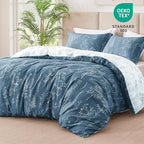 Love's cabin Bluish Grey Twin Comforter Set - Twin XL Size Comforter Set Dorm Bedding, 2 Pieces Cute Floral Bedding, Reversible Flowers Comforter, 1 Comforter & 1 Pillow Sham