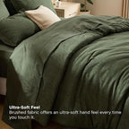 Bedsure Queen Comforter Set Dark Green - Bed in a Bag Queen Size Bedding 7 Pieces, Cationic Dyed Bed Set, Dark Green Soft Bedding for All Seasons Comforter with Sheets, Pillowcases & Shams