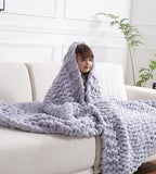 clootess Chunky Knit Blanket Knitted Throw Crochet Chenille Yarn Woven for Bed Sofa Textured Thick Cable Decor (Grey 40x60 in)