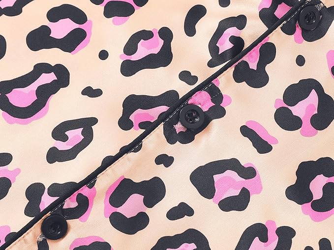 Beezizac Little & Big Girls Satin Silky Button Pajama Summer Short Sleeves Set Trendy Outfit Kid Size 6-16