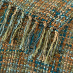 Multi-Color Gold Green Cable Woven Throw Blanket for Couch,60"X80" Boho Style Textured Blankets for Home Decor,Super Soft Warm Cozy Chunky Blanket with Decorative Tassels for Bed