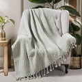 Home Soft Things Basket Weave Throw Blanket, Soft Cozy Warm Blanket with Braided Decorative Throw for Couch Sofa Outdoor Indoor, Silver, 50''x60